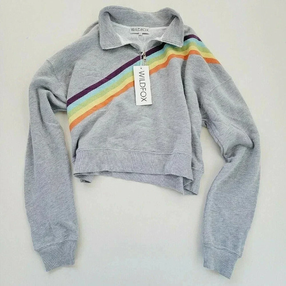 NWT Wildfox Rainbow Half Zip - Picture 1 of 8